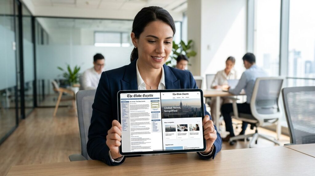Split screen comparison showing an old outdated website inte