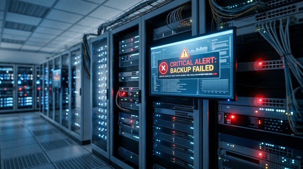 Serverrum med computere og servere.
