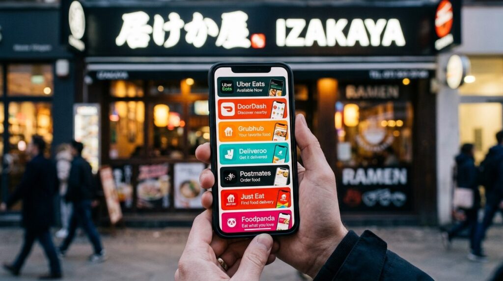 Close-up stock photo of a smartphone displaying multiple foo