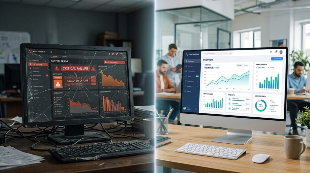 Professional stock photo, 16:9 aspect ratio: Split-screen co