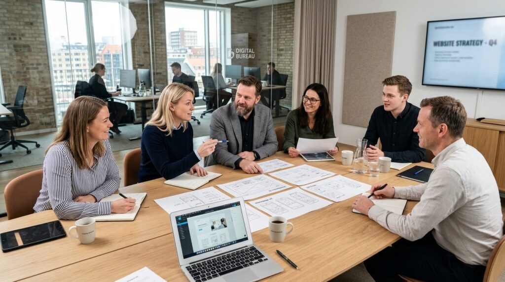 Group of professional Danish business team in meeting room d