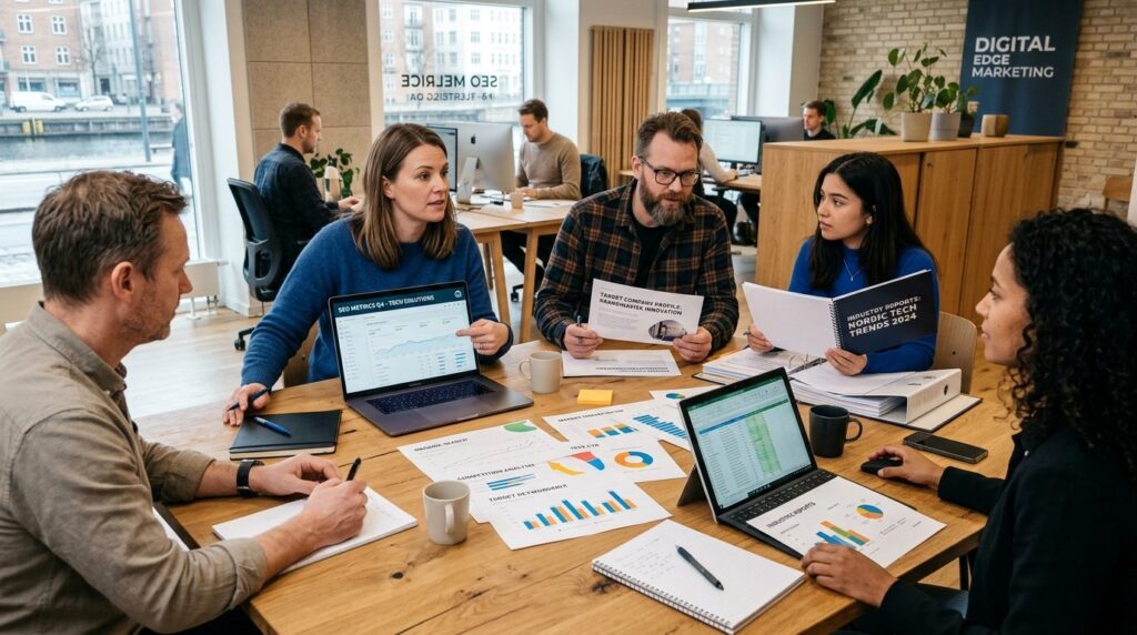 Team of digital marketing professionals in collaborative mee