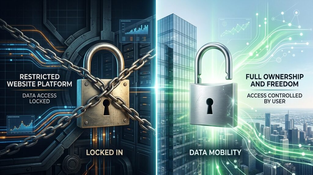 Split-screen concept showing locked padlock on left side rep